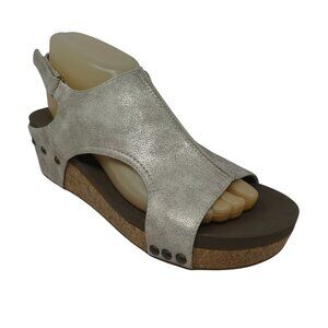 Boutique by Corkys Volta Metallic Gold Open Toe Studded Slingback Wedge Sandals